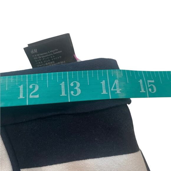 H&M Pencil Skirt 8 Casual Career Stripes Cotton Stretch Midi Zip Blue White - Picture 6 of 9